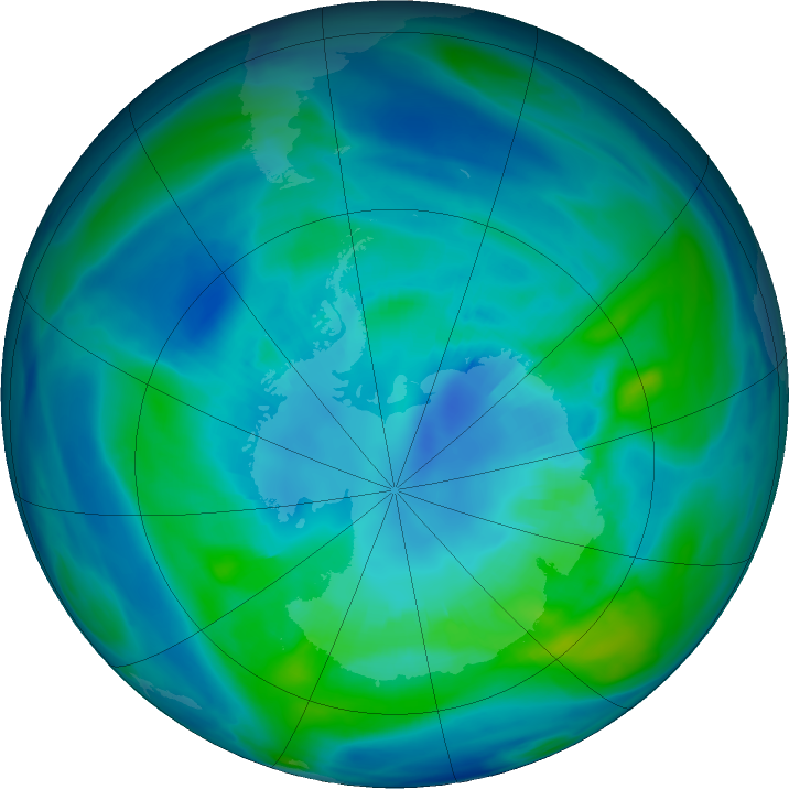 Antarctic ozone map for 11 April 2020